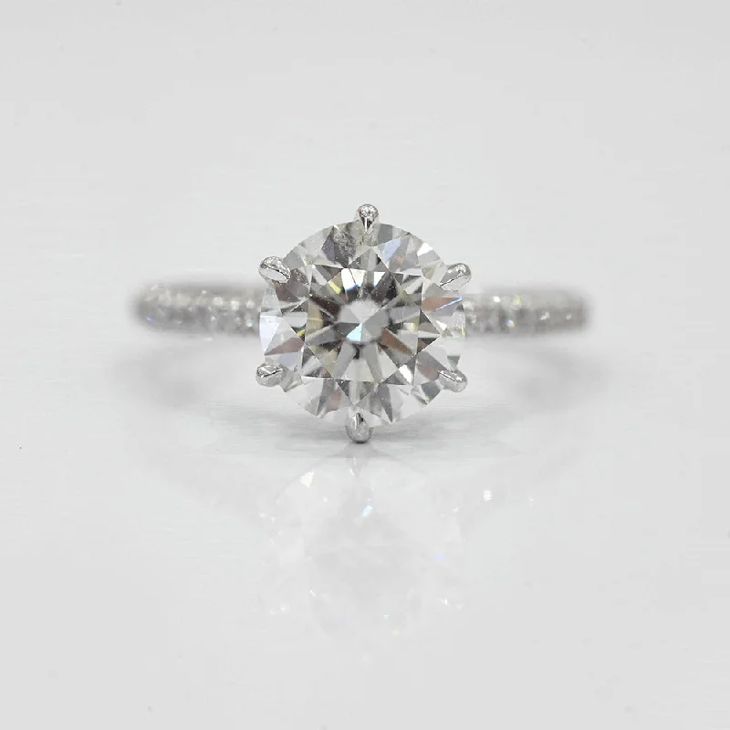 women bridal jewelry engagement rings -2.01 Round Natural Diamond Engagement Ring with Hidden Halo