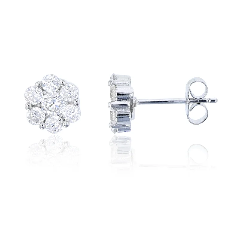 women affordable gold earrings -Luxe Layers Sterling Silver Cubic Zirconia Stud Earrings