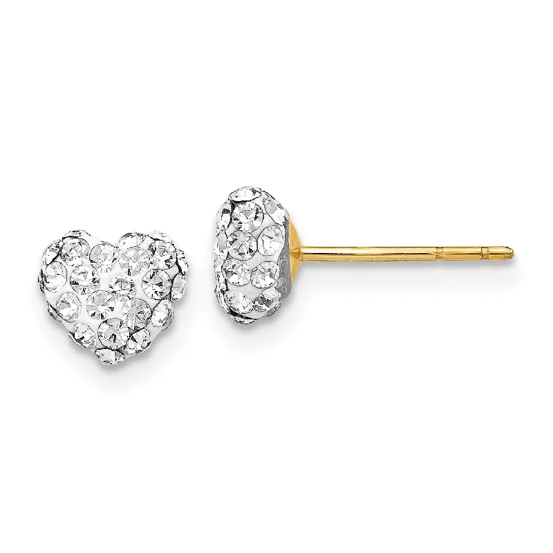 women cubic zirconia earrings -14KT Yellow Gold Crystal 6MM Heart Stud Earrings