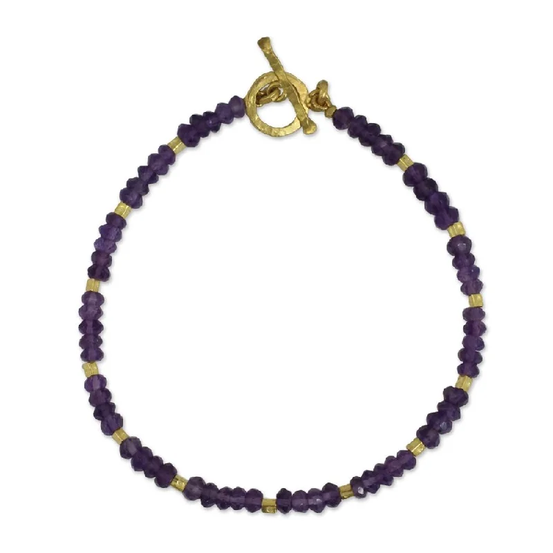 women chain bracelets -Handmade Gold Overlay 'Simply Captivated' Amethyst Bracelet (Thailand)