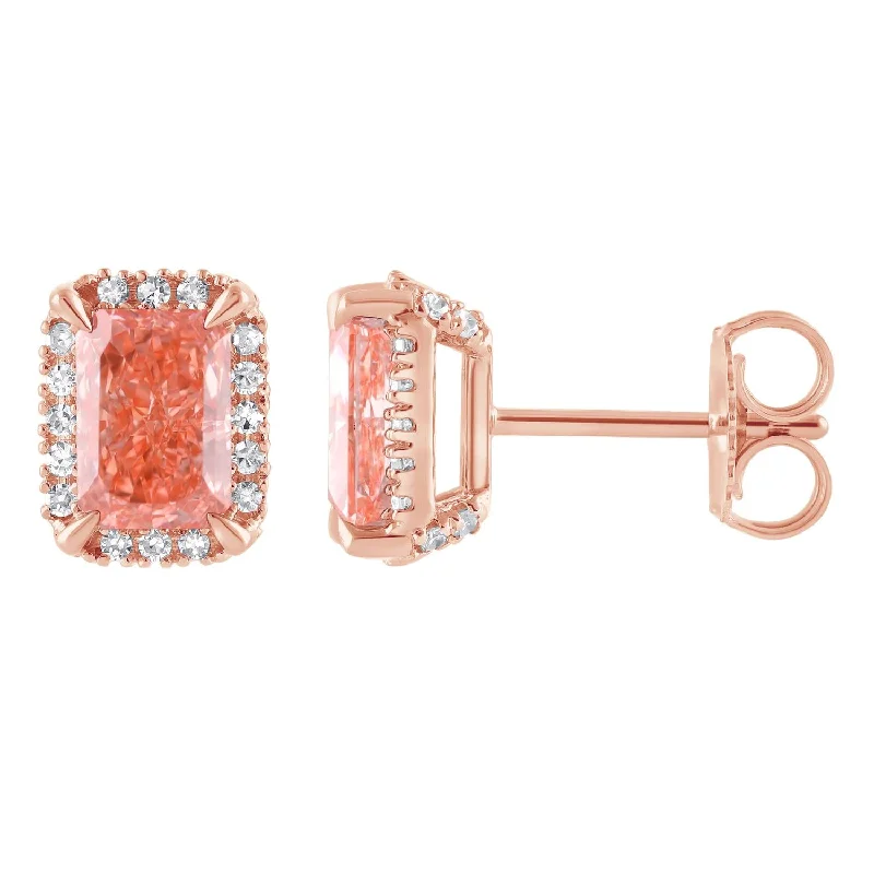 women diamond earrings -Signature EcoLove 2-1/4 CTW Fancy Pink Lab Grown Diamond Earrings in 14KT Rose Gold