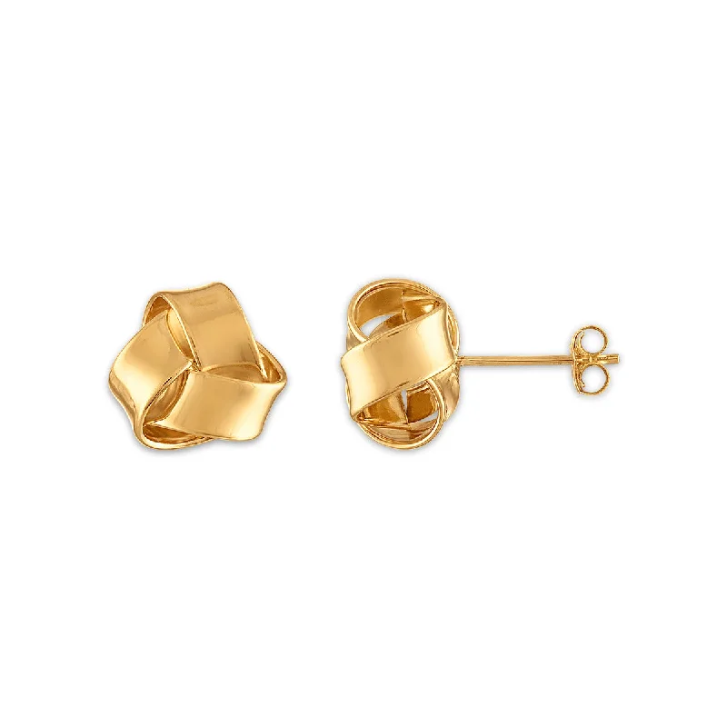 women pearl stud earrings -10KT Yellow Gold Stud Love Knot Earrings