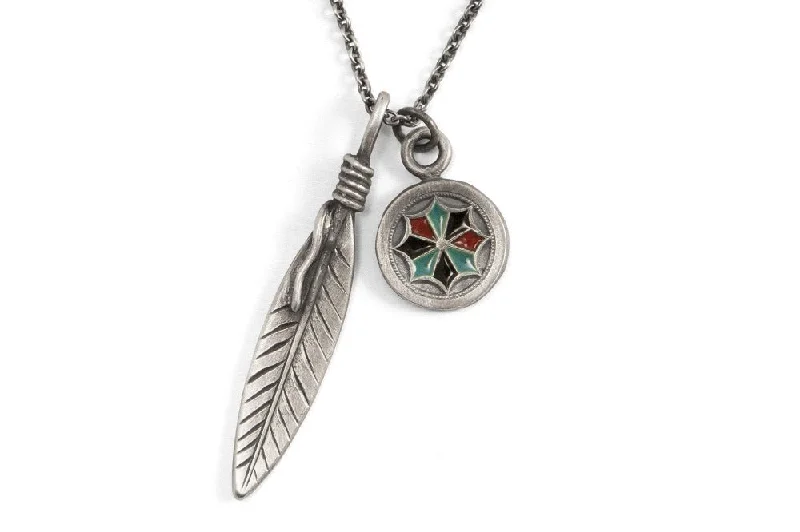 women eternity necklaces -#081 - Necklace Feather and Ornament