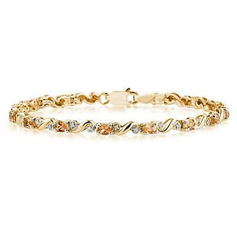 women silver plated bracelets -Marquee 10k Yellow Gold Diamond and Citrine Bracelet