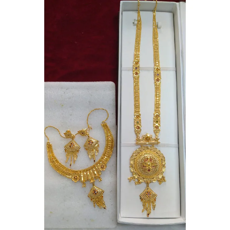 women vintage necklaces -Pari Art Jewellery Forming Gold Combo Necklace Set