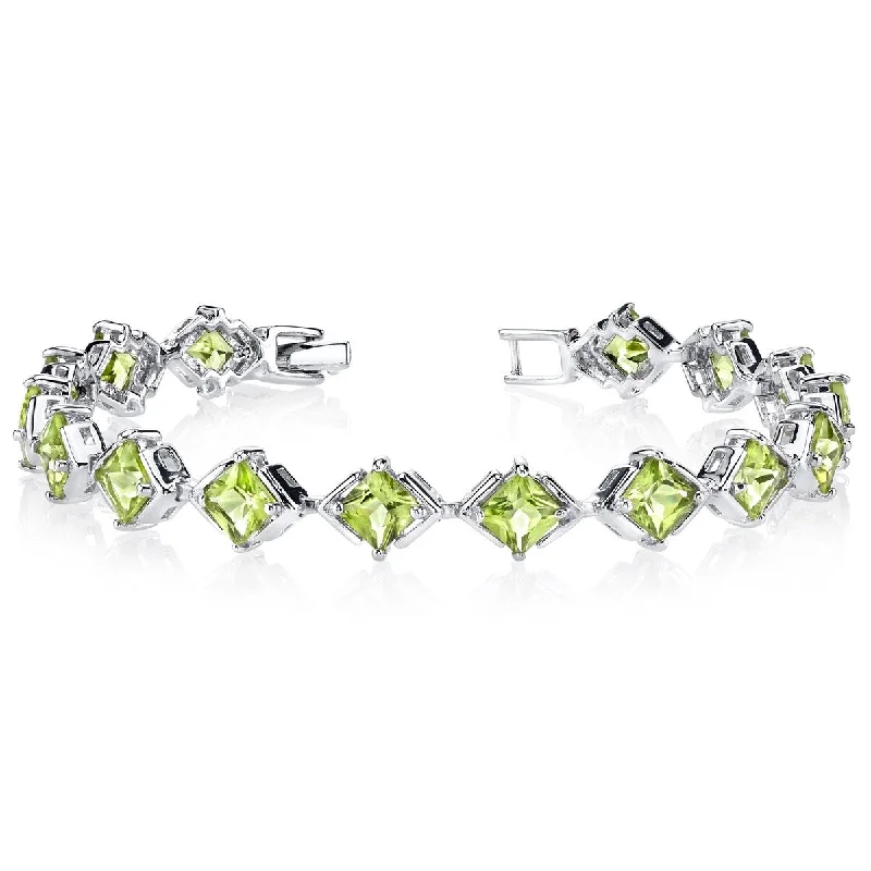 women adjustable bracelets -11.25 ct Peridot Tennis Bracelet in Sterling Silver