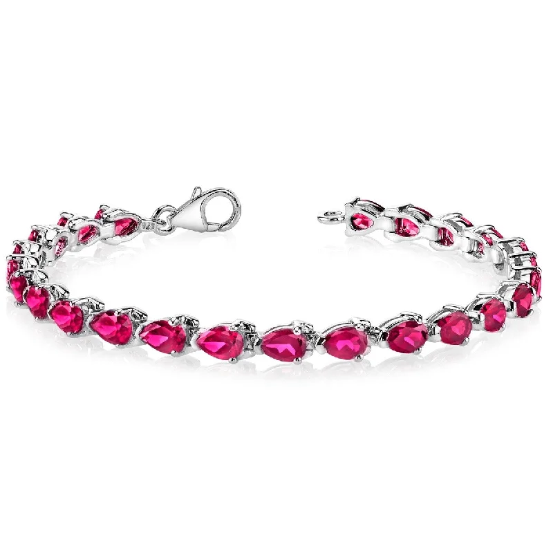 women silver plated bracelets -9.5 ct Ruby Tennis Bracelet in Sterling Silver