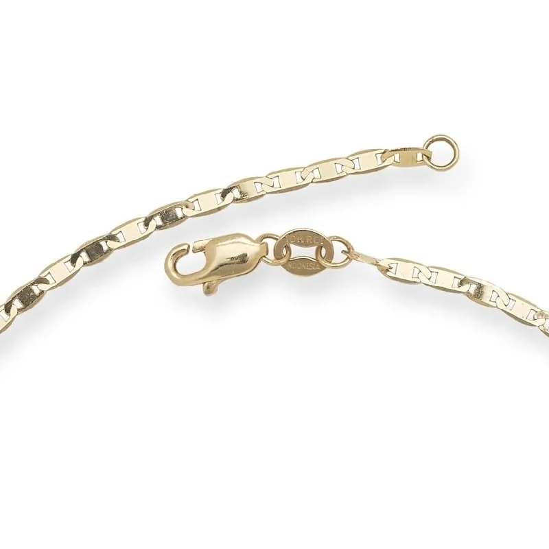 women elegant bracelets -Curata 10k Yellow Gold 2.2 mm Mariner Chain Anklet or Bracelet