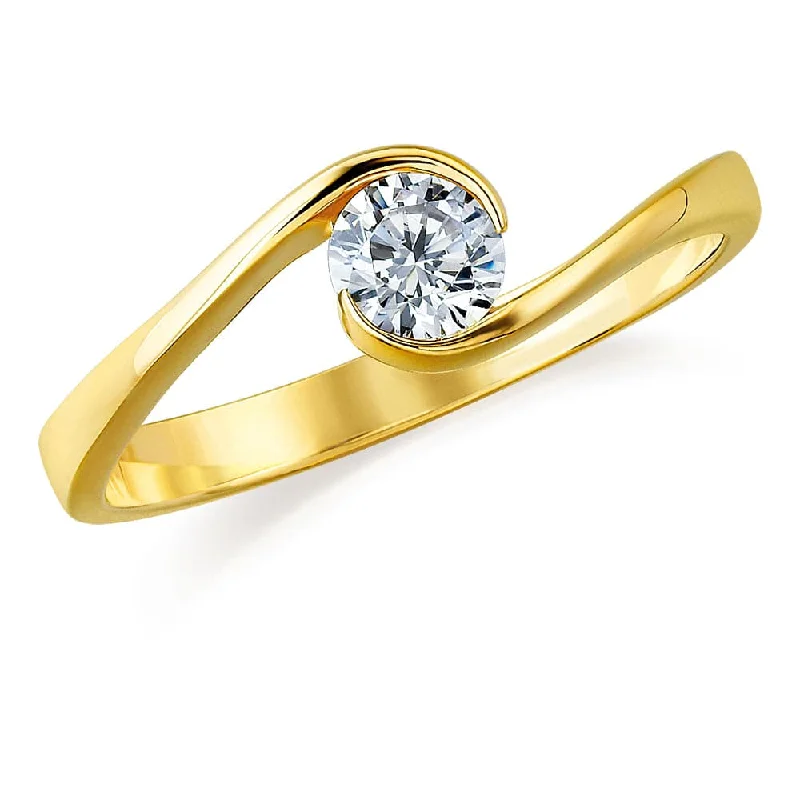 women trendy rings -0.5 ct. Modern Solitaire Ring