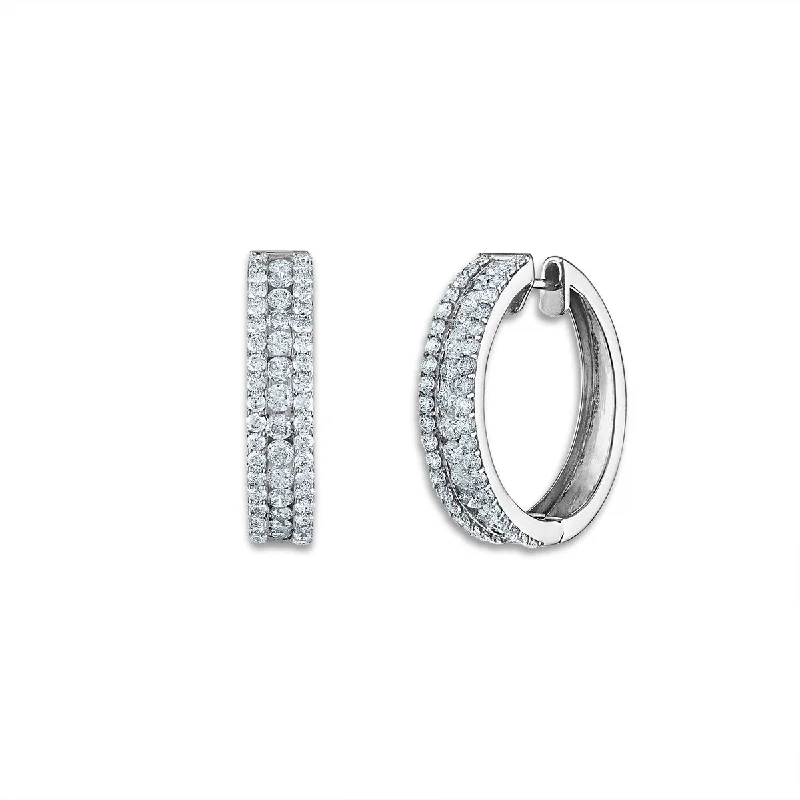 women fashion earrings -Red Hot Deal  3 CTW Lab Grown Diamond Hoop Earrings in 14KT White Gold