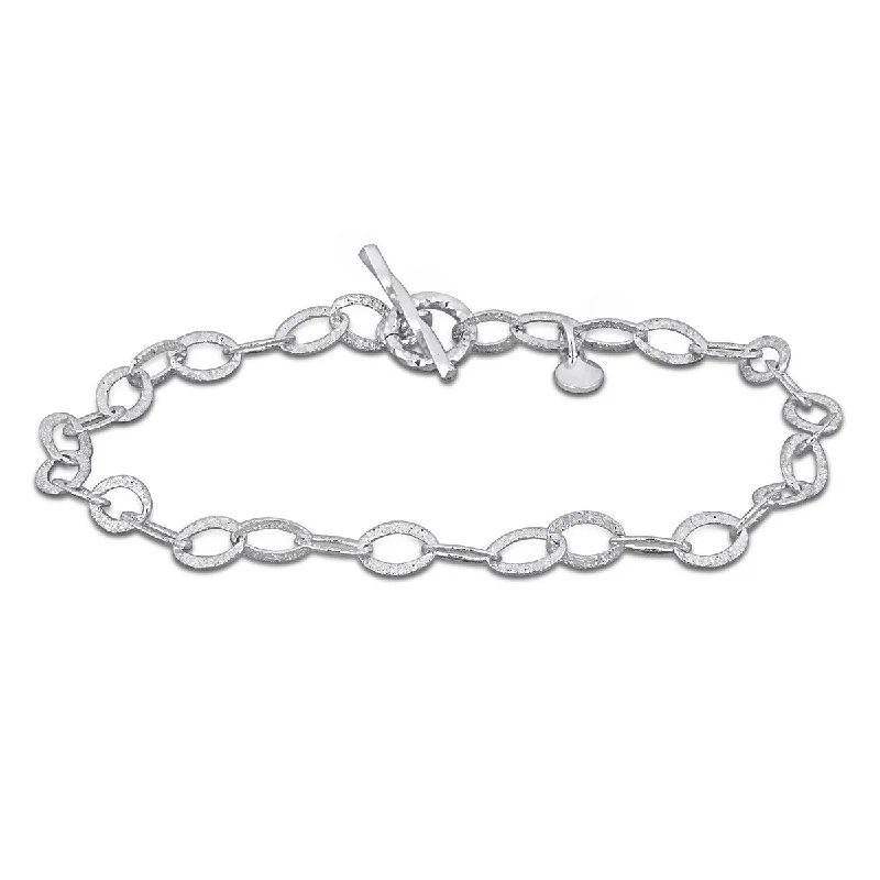 women trendy bangles -Miadora 4.5mm Oval Link Bracelet Sterling Silver-7.25 in