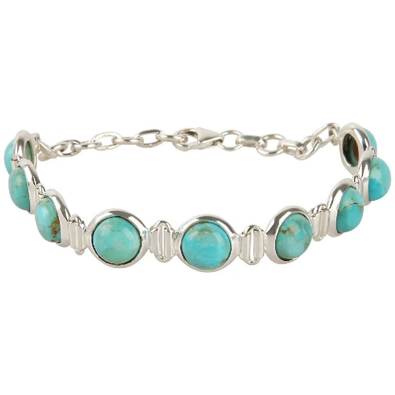 women trendy bracelets -925 Sterling Silver Blue Mohave Turquoise Adjustable Bracelet