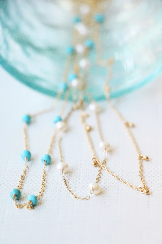 women affordable gold necklaces -pop of turquoise necklace { gold }