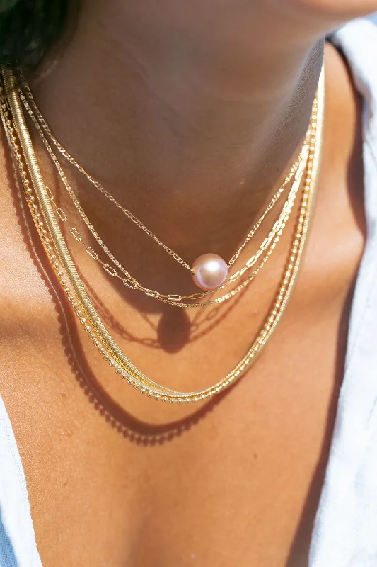 women pearl necklaces -Single Floating Pink Pearl Necklace - Lokapele