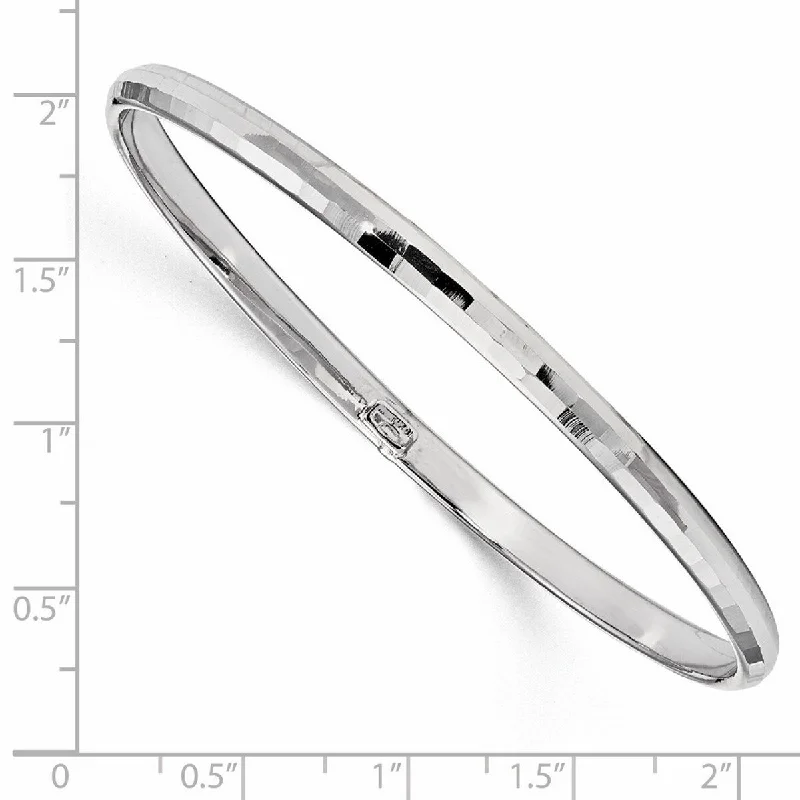 women fashion bangles -Curata 10k White Gold 8" 4.25mm Slip on Polished Stackable Bangle Bracelet