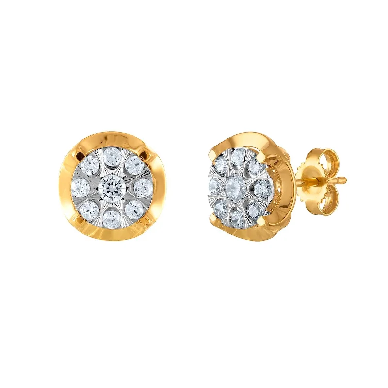 women luxury earrings for women -1/2 CTW Diamond Cluster Earrings in 10KT White and Yellow Gold