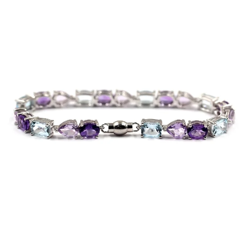 women birthstone bangles -925 Sterling Silver Multi Gemstone Bracelet