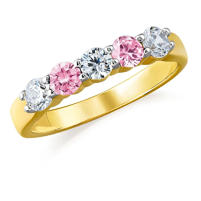 women men’s rings -Pink Quintet Ring