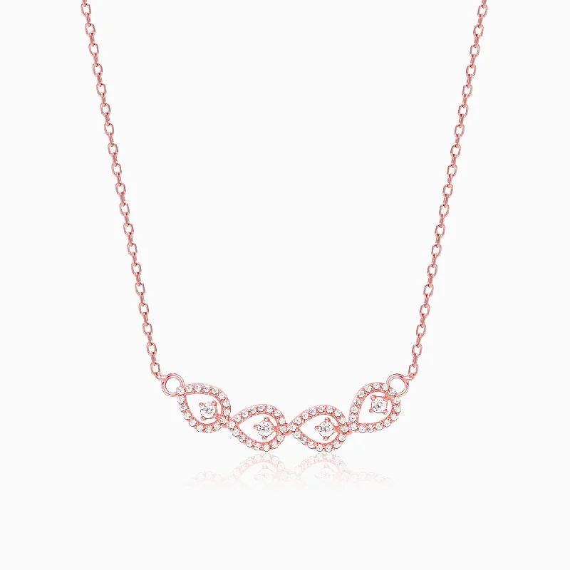 women engraved necklaces -Rose Gold Peary Love Necklace