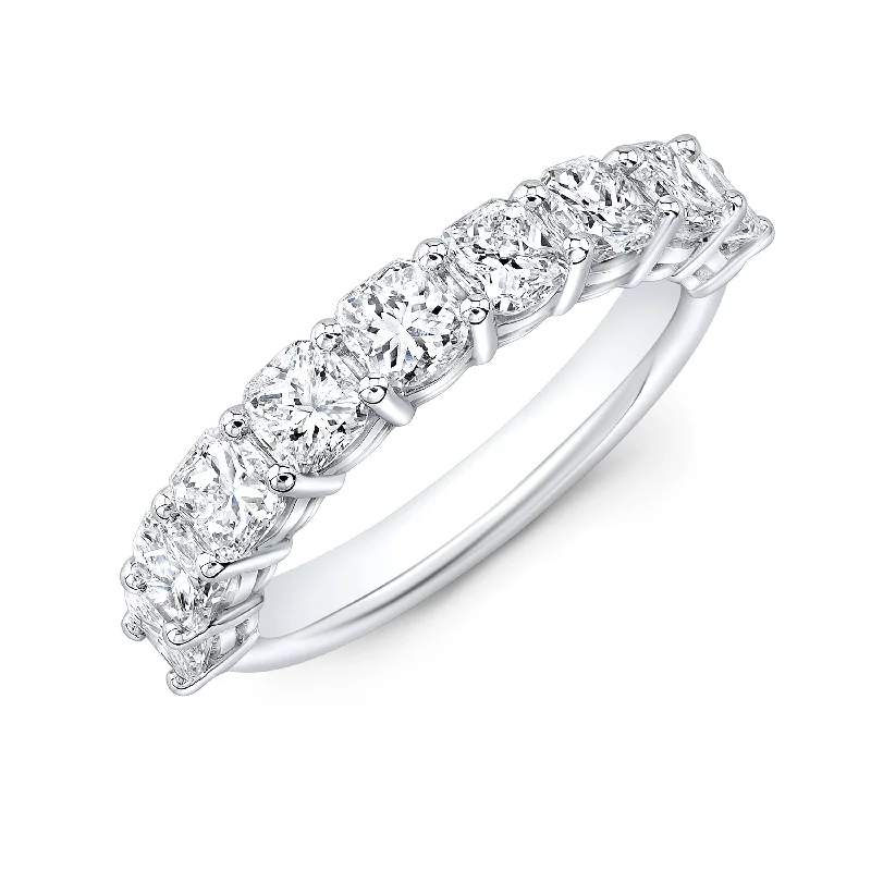 women trendy engagement rings -1.80 Ct. Half Eternity Cushion Cut Diamond Ring