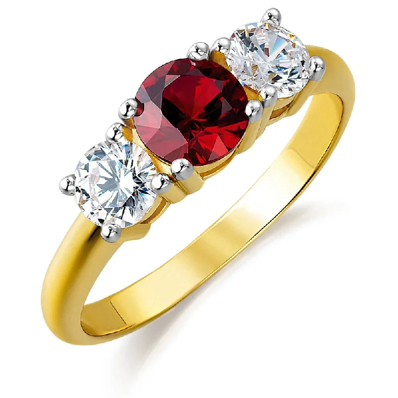 women gemstone engagement rings -Tru-Ruby Trilogy Ring