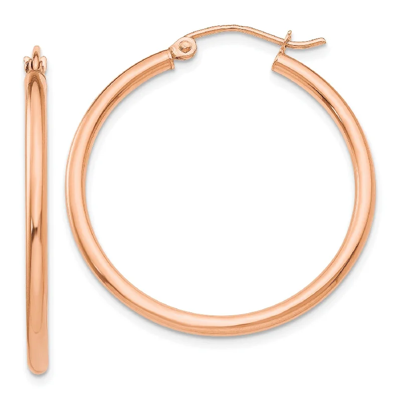 women dangle earrings -10KT Rose Gold 30X2MM Hoop Earrings