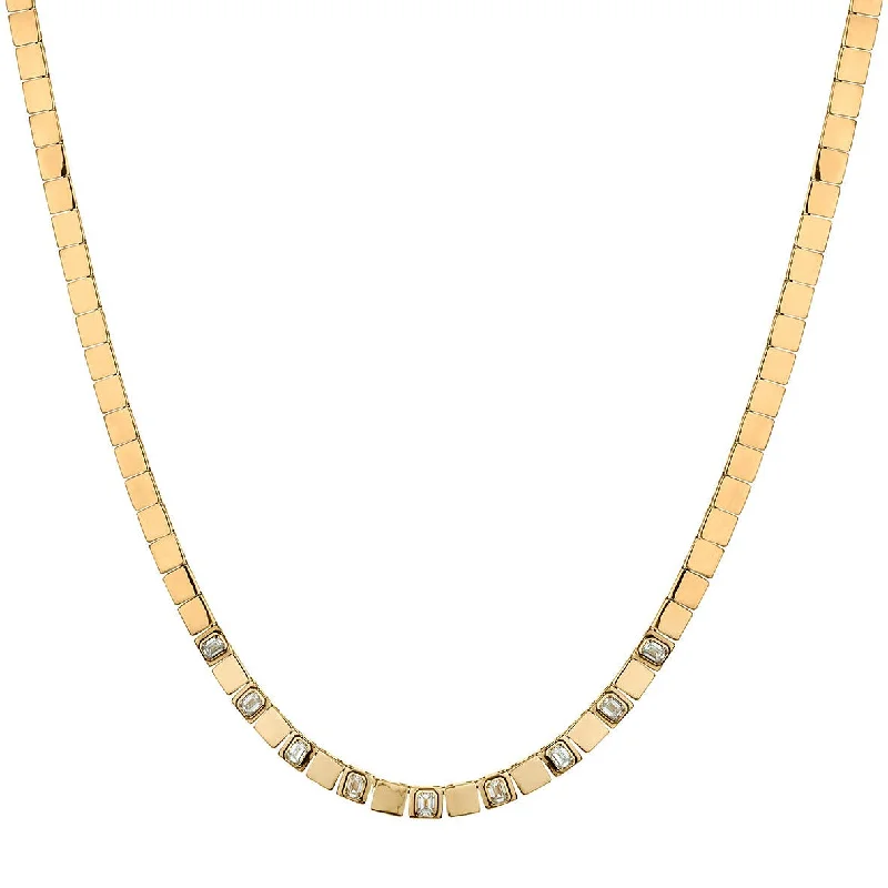 women geometric chain necklaces -EMERALD & GOLD SQUARE NECKLACE