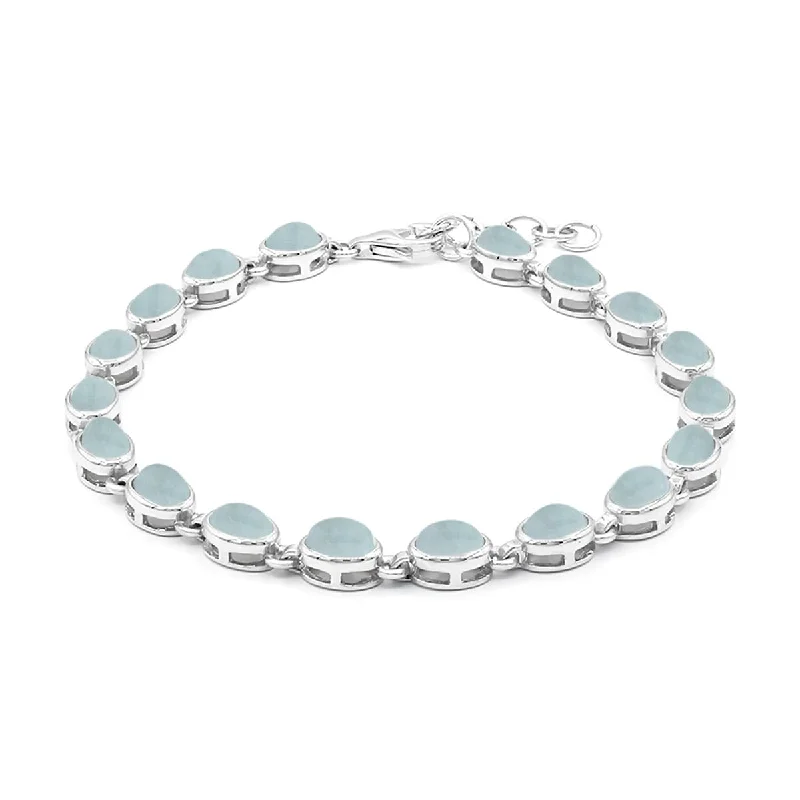 women diamond bangles -925 Sterling Silver Milky Aquamarine Bracelet