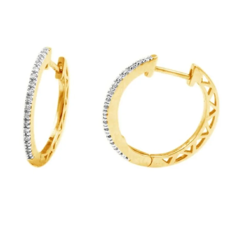 women trendy earrings -1/10 CTW Diamond Hoop Earrings in 10KT Yellow Gold