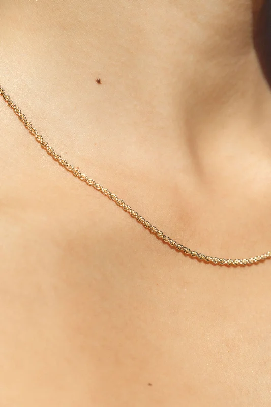 women charm necklaces -Everyday Dainty Gold Rope Chain Necklace - Lihau