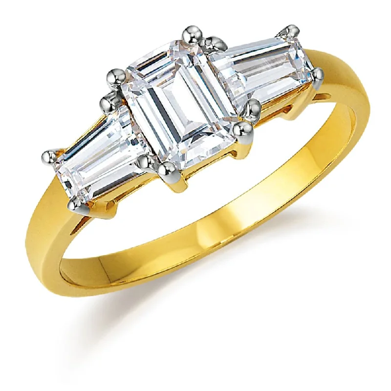 women men’s rings -Emerald Cut Trilogy Ring