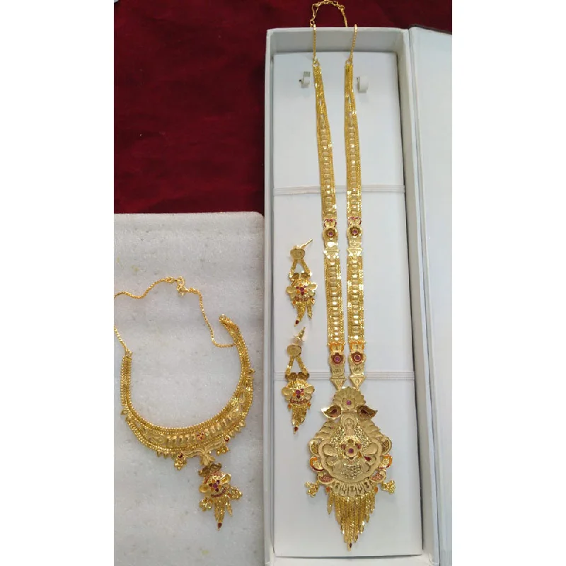 women dainty necklaces -Pari Art Jewellery Forming Gold Combo Necklace Set