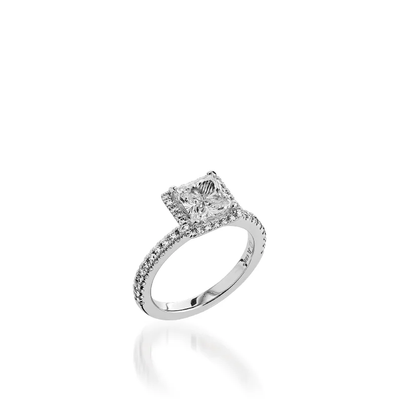 women platinum engagement rings -Majesty Princess Cut White Gold Engagement Ring