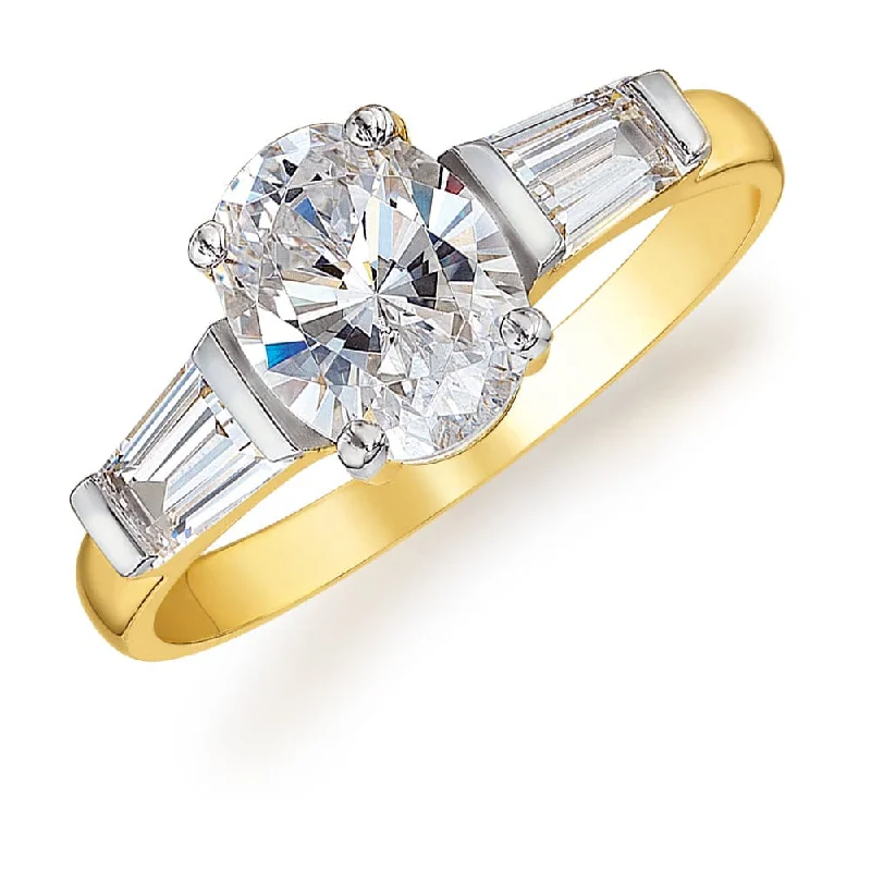 women wedding ring sets -Oval Baguette Cut Ring