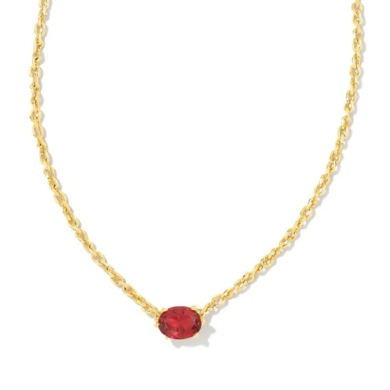 women simple gold necklaces -Kendra Scott | Cailin Gold Pendant Necklace in Burgundy Crystal