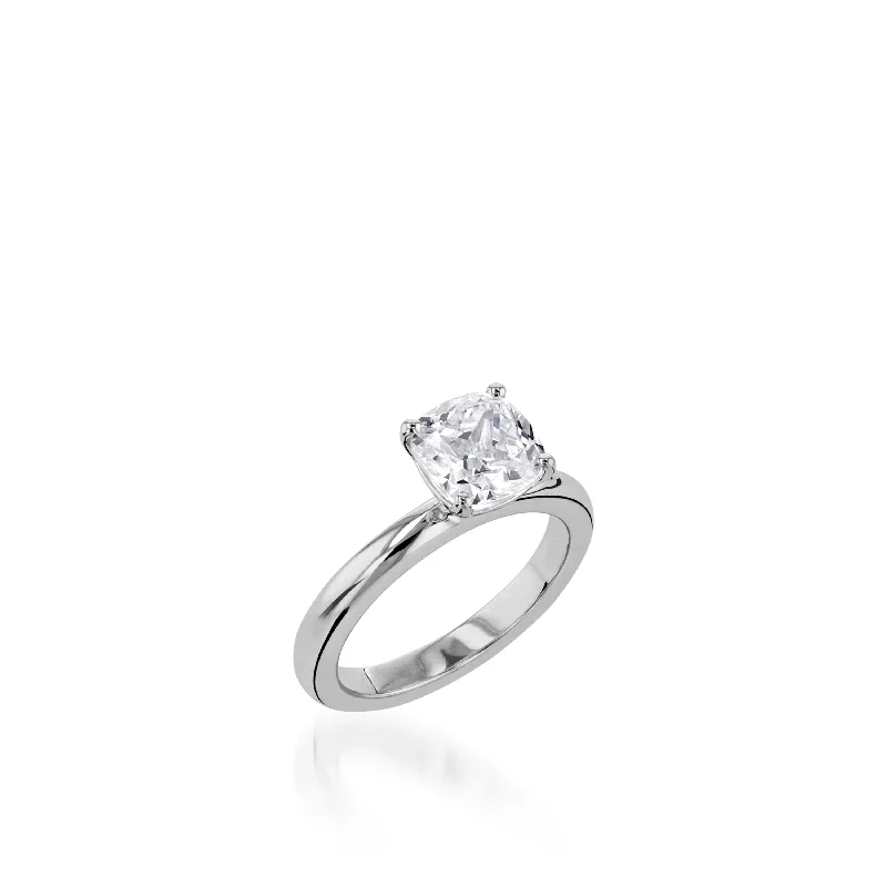 women classic wedding engagement rings -Essence Solitaire Cushion White Gold Engagement Ring