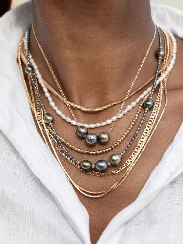 women gold necklaces -Tahitian Pearl Beaded Necklace - Hokuloa