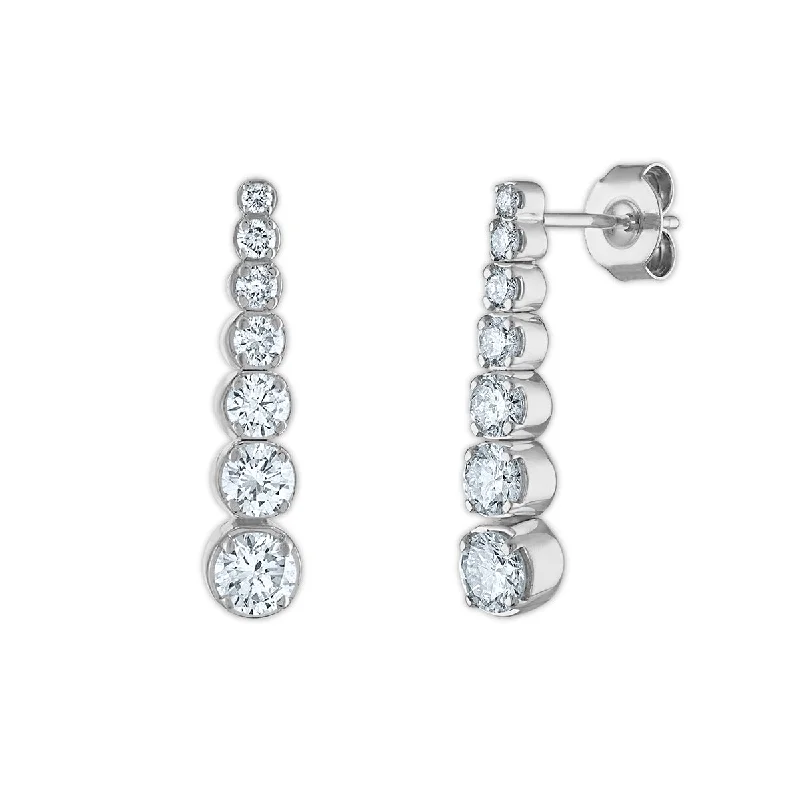 women gemstone earrings -EcoLove 1-1/4 CTW Lab Grown Diamond Fashion Drop & Dangle Earrings in 14KT White Gold