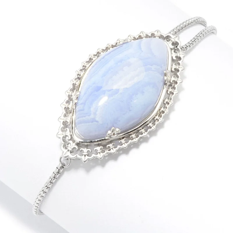 women elegant bracelets -Dallas Prince Sterling Silver 35 x 20mm Gemstone Adjustable Bracelet. Collection: Dallas Rocks