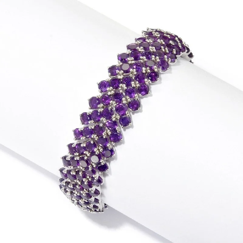 women affordable bracelets -Sterling Silver Amethyst Chevron Link Bracelet