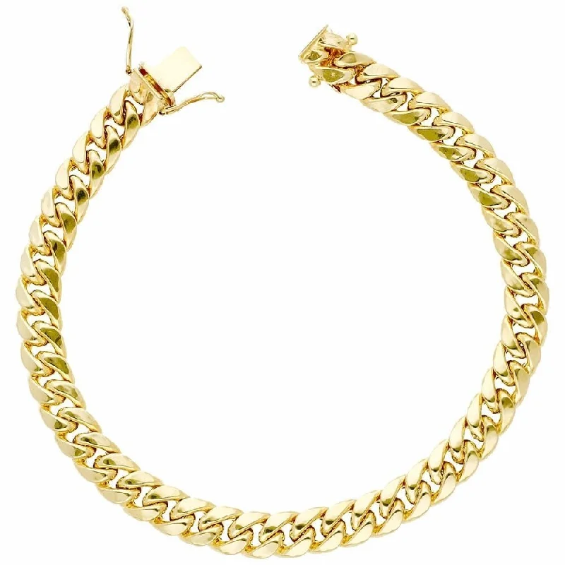 women stacked bracelets -10K Yellow Gold 7.5MM Hollow Miami Cuban Curb Link Bracelet Chain 8.5", Gold Bracelet for Men & Women, 100% Real 10K Gold