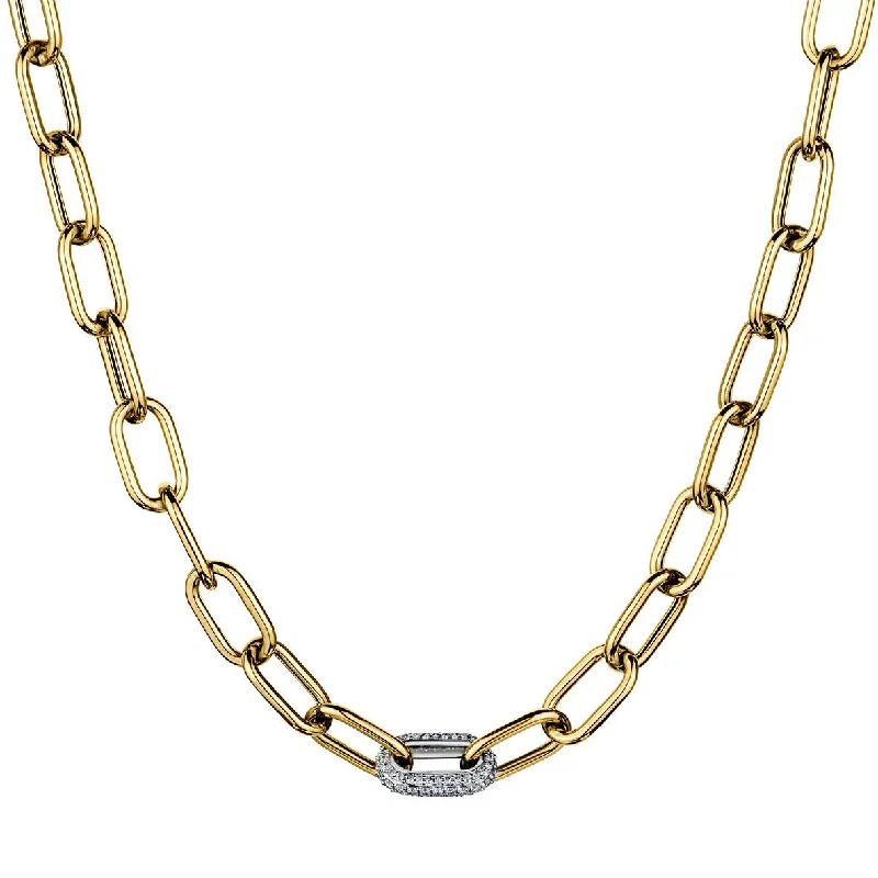 women vintage necklaces -OVAL LINK DIAMOND CHAIN NECKLACE