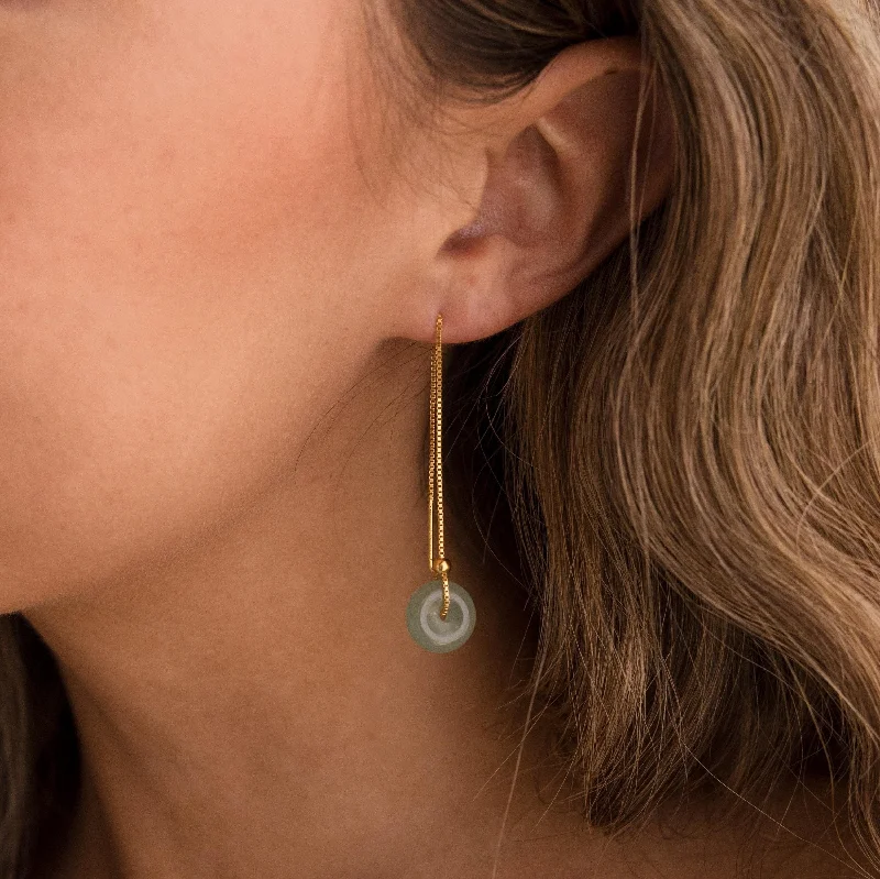 women boho earrings -Jade Threader Earrings