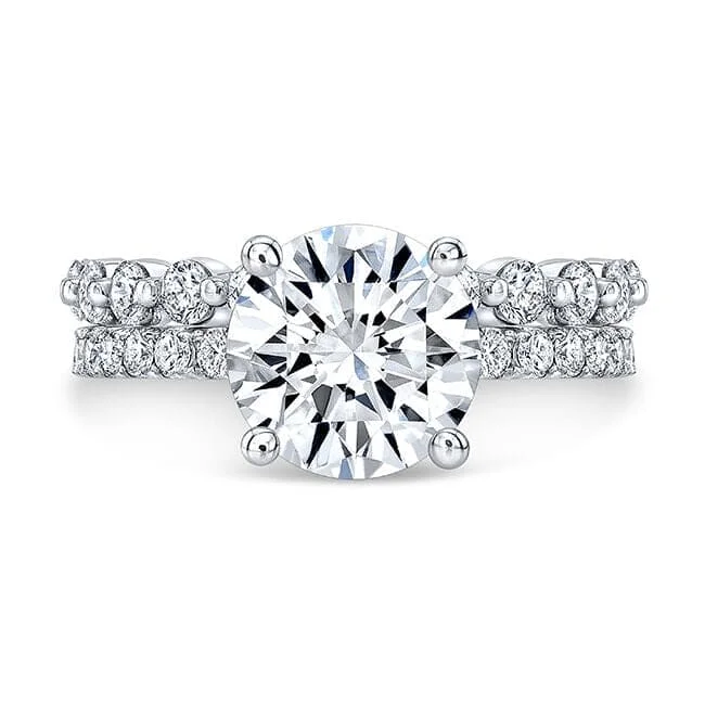 women sparkling engagement rings -3.10 Ct. Hidden Halo Engagement Ring Set I Color VS2 GIA Certified