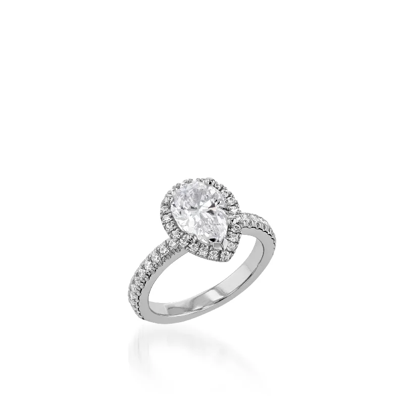 women adjustable engagement rings -Majesty Pear White Gold Engagement Ring