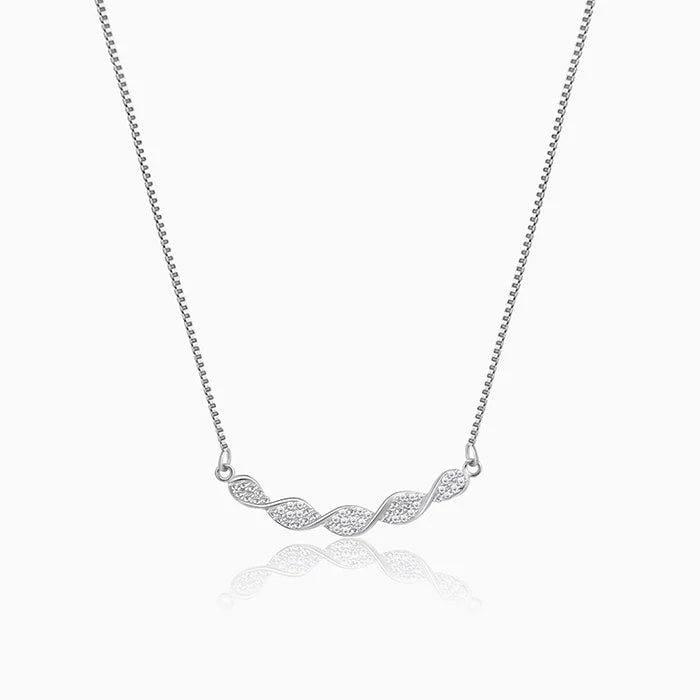 women high-quality necklaces -Silver Helix Zircon Necklace