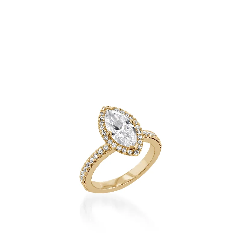 women heart-cut engagement rings -Majesty Marquise Yellow Gold Engagement Ring