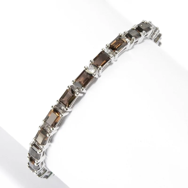 women silver bangles -Sterling Silver Baguette Quartz Line Bracelet