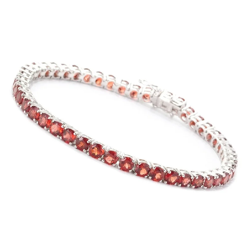 women gemstone bangles -Sterling Silver Garnet Round Tennis Bracelet