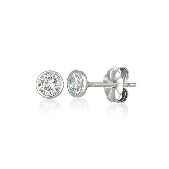 women bridal earrings -Crislu Platinum Plated Sterling Silver Round Cubic Zirconia Earrings